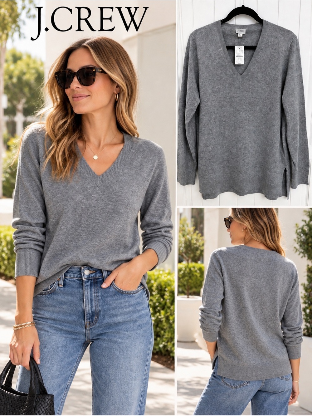 J. Crew NWT Gray V-Neck Sweater